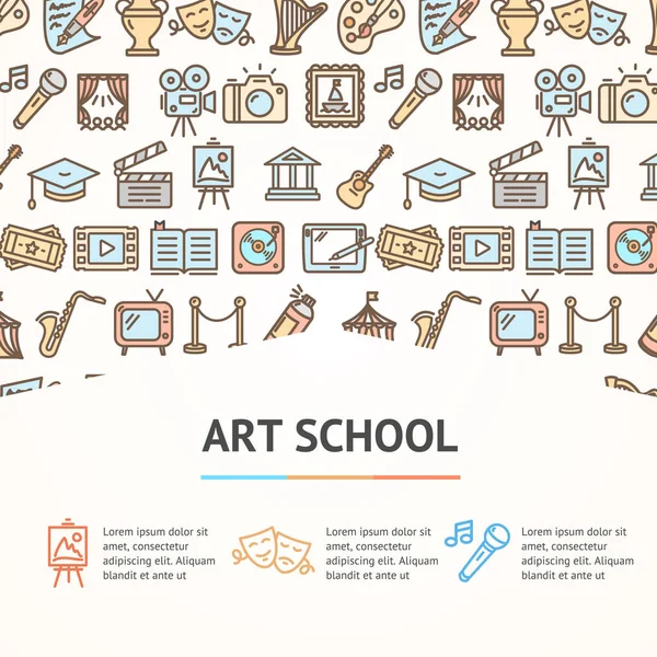 Art School Concept Infographics Banner. Vector — Stockvector