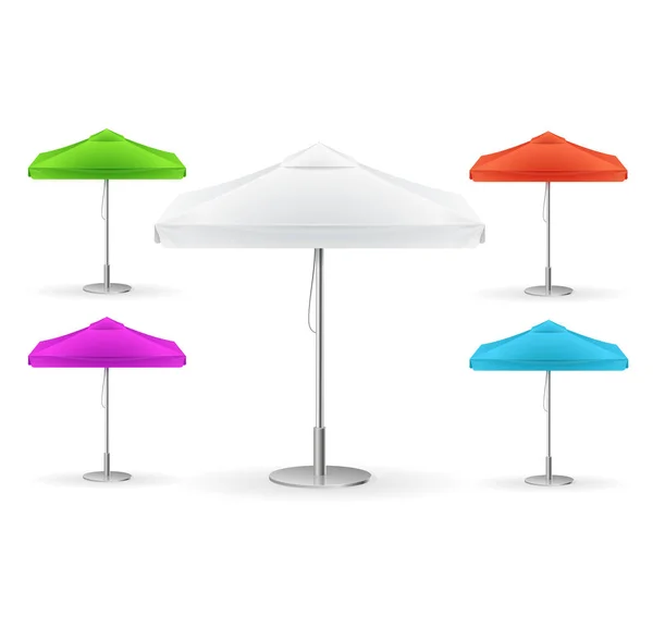 Προωθητικά πλατεία διαφήμιση υπαίθρια χρώμα σύνολο ομπρελών. Διάνυσμα — Διανυσματικό Αρχείο