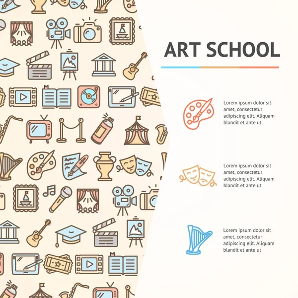 Art School Concept Infographics Banner. Vector — Stockvector