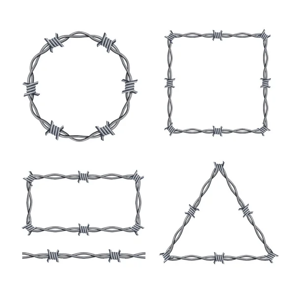 Realistiske 3d Detaljerte Barbed Wire Frames Set. Vektor – stockvektor