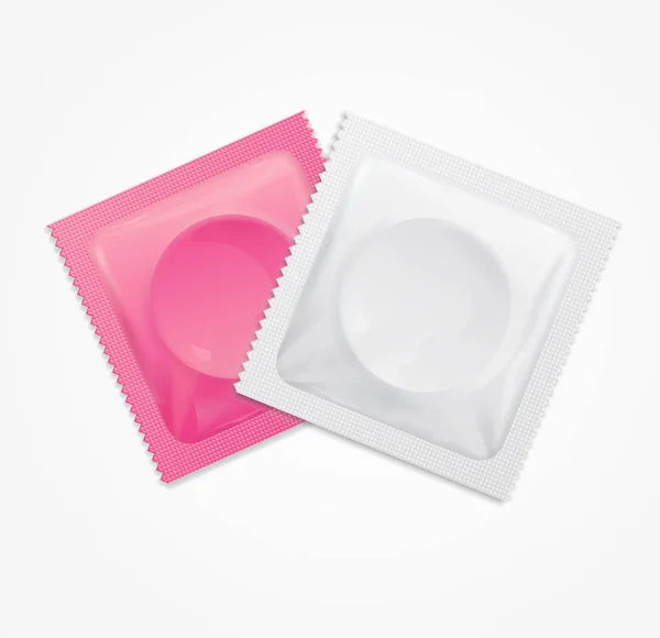 Conjunto de pacotes de preservativos detalhados 3d realista. Vetor —  Vetores de Stock
