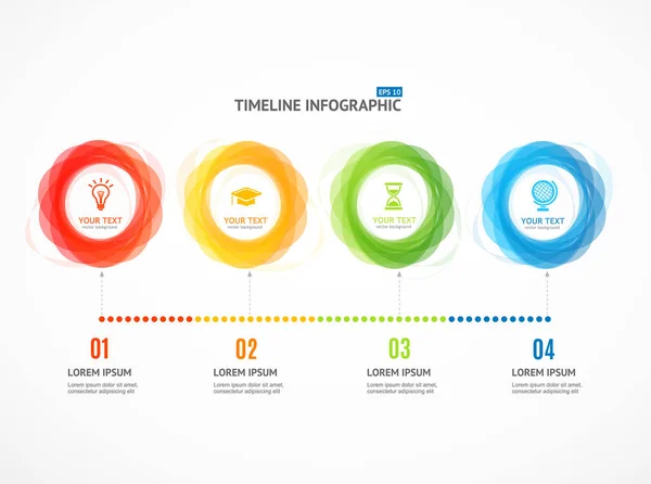 Abstrakte geometrische Kreisform Timeline Infografik Bannerkarte. Vektor — Stockvektor