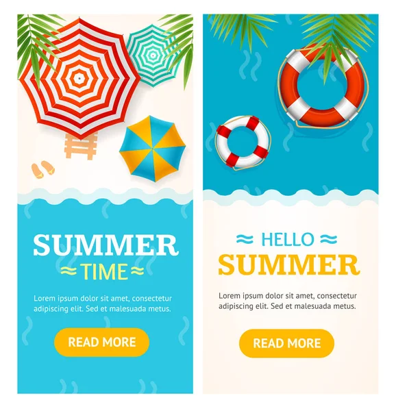 Hallo zomertijd Banner Vecrtical Set. Vector — Stockvector