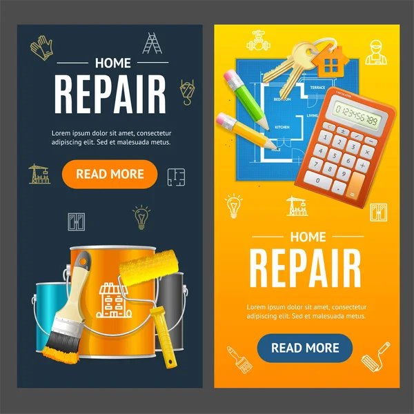 Home Reparatie Service Banner Vecrtical Set. Vector — Stockvector