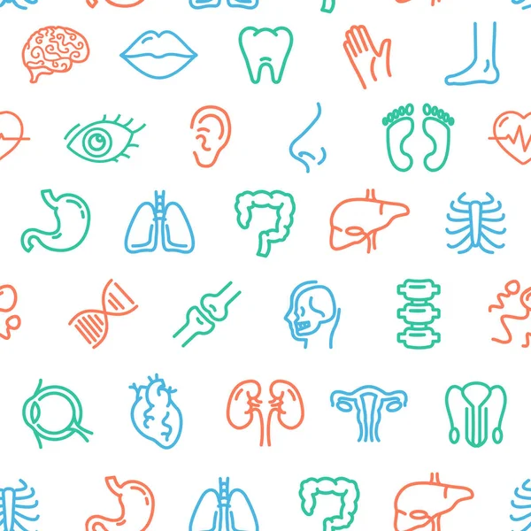 Human Organs Signs Seamless Pattern Background. Vector — Stock Vector