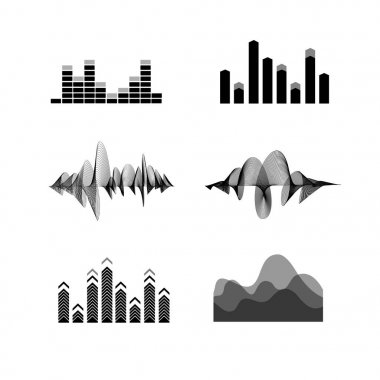 Siluet siyah ekolayzer Icon Set. Vektör