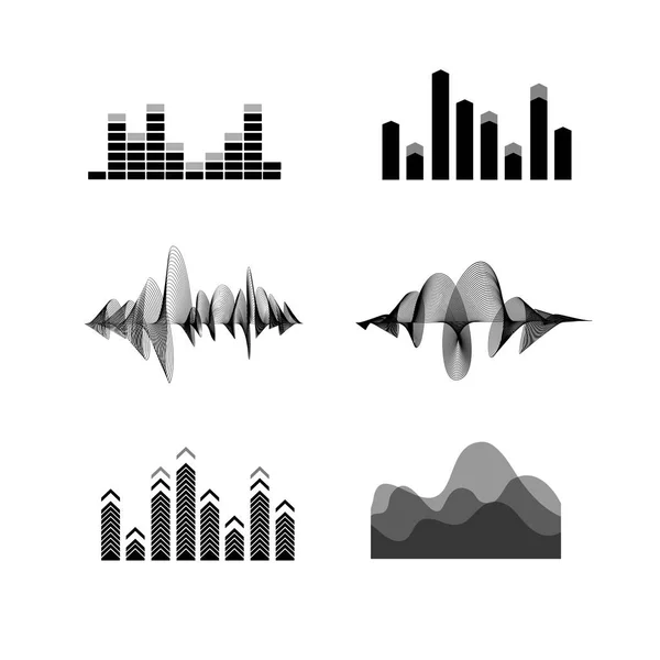 Silhouet zwart Equalizer Icon Set. Vector — Stockvector