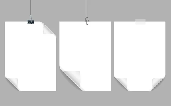 Realistické detailní 3d list papíru rámec s nastaveným zakřivený roh. Vektor — Stockový vektor