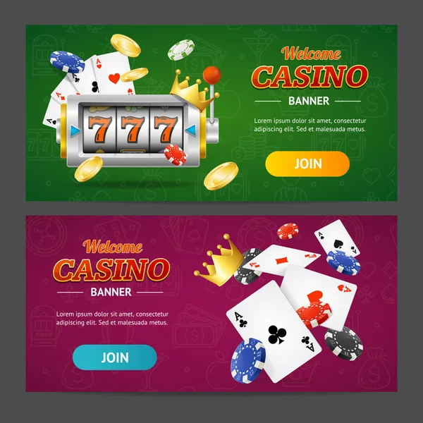 Gerçekçi Casino Banner yatay küme. Vektör — Stok Vektör
