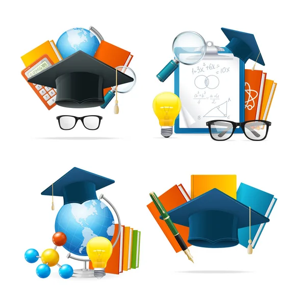 Realistic Detailed 3d Education Set. Vector — Stock Vector