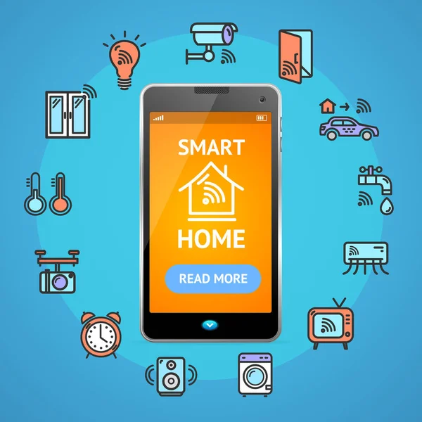 Smart Home Concept z realistyczny szczegółowe 3d telefon. Wektor — Wektor stockowy