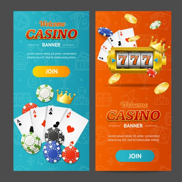 Ρεαλιστική καζίνο σύνολο κάθετης Banner. Διάνυσμα — Διανυσματικό Αρχείο