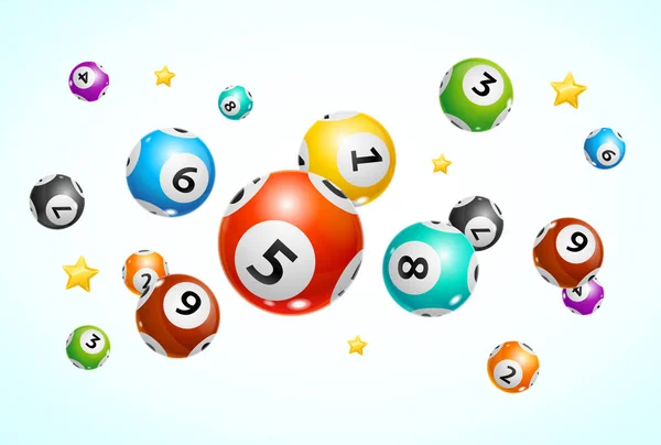 Realistische detaillierte 3D-Lotto-Ball-Konzept-Karte Hintergrund. Vektor — Stockvektor