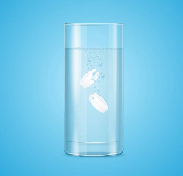 Realistiska detaljerade 3d glas medicinska piller med bubblor. Vektor — Stock vektor