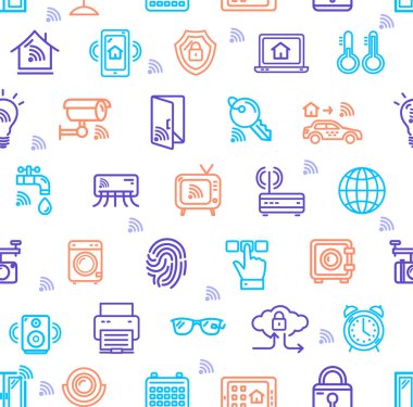 Akıllı ev Dikişsiz desen arka plan imzalar. Vektör