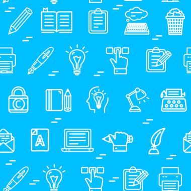 Yazar ve Copywriting işaretleri Dikişsiz desen arka plan. Vektör