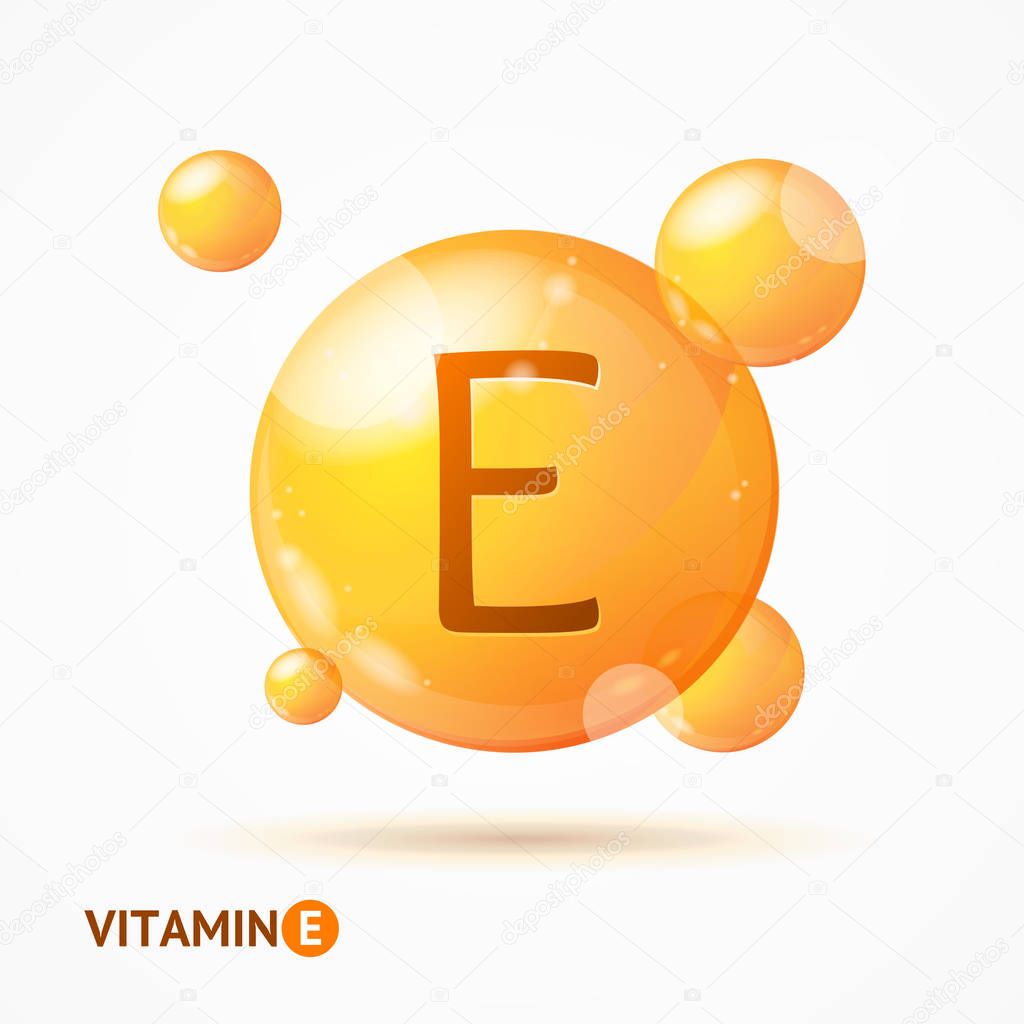 Realistic Detailed 3d Vitamin E Background Card. Vector