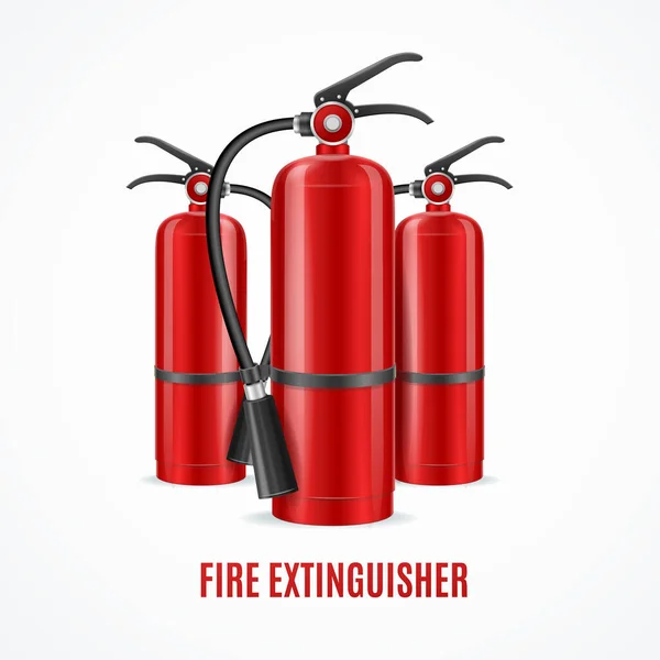 Ρεαλιστική Λεπτομερής 3d Fire Extinguisher Concept σε λευκό. Διάνυσμα — Διανυσματικό Αρχείο