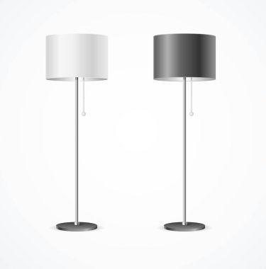 Realistic Detailed 3d Floor Lamp Black and White Set. Vector clipart