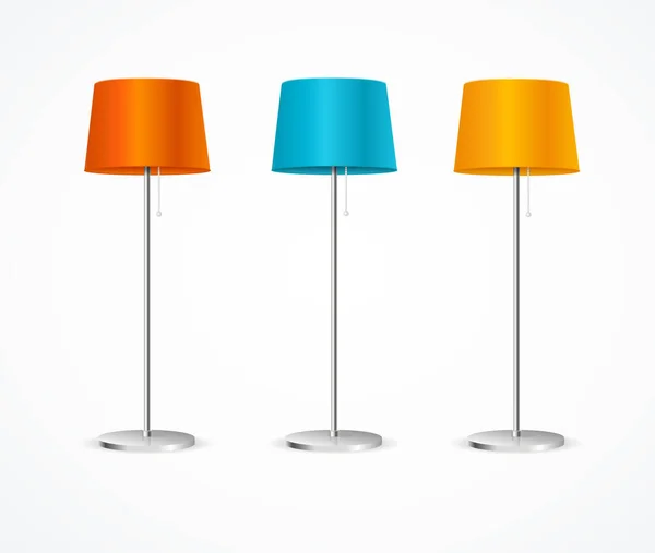 Réaliste détaillée 3d lampe de plancher couleur ensemble. Vecteur — Image vectorielle