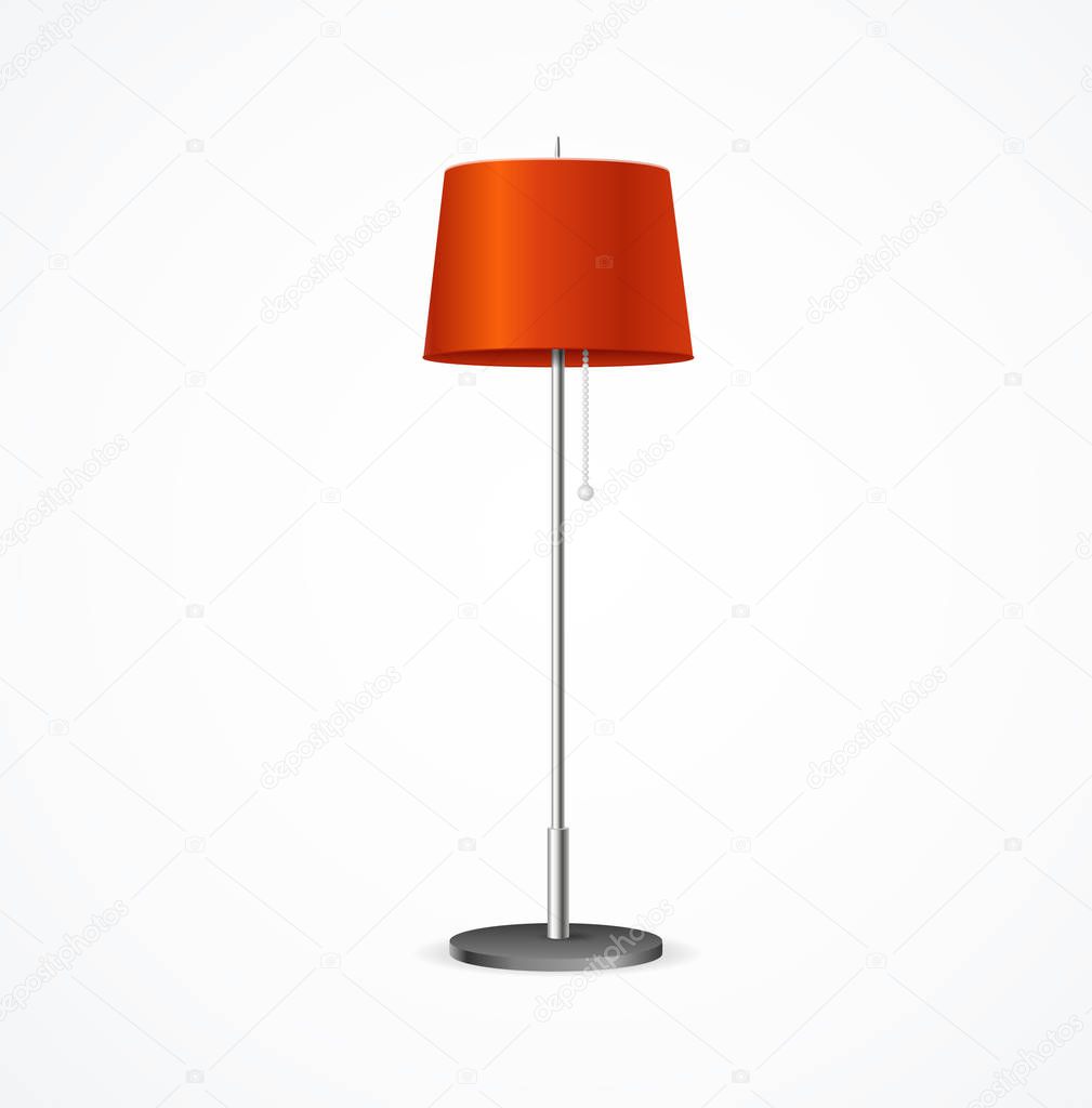 Realistic Detailed 3d Red Floor Lamp. Vector