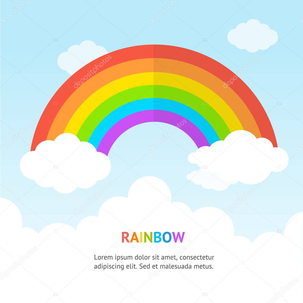 Cartoon Color Rainbow Concept Banner Card. Vector