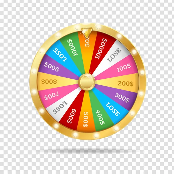 Gerçekçi 3d Detaylı Casino Şans Çarkı Şeffaf bir arkaplan üzerinde. Vektör