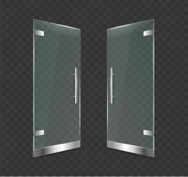 Realistic 3d Detailed Glass Door Open on a Transparent Background. Vector — 스톡 벡터