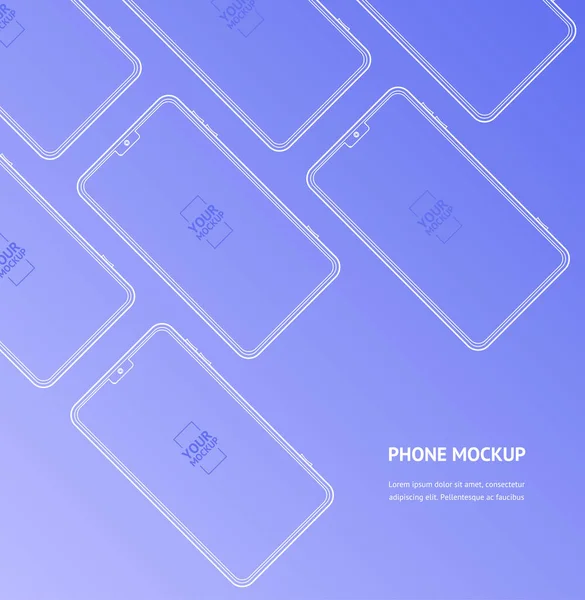 Mobile Phones Mockups Front View Display Template. Vector — ストックベクタ