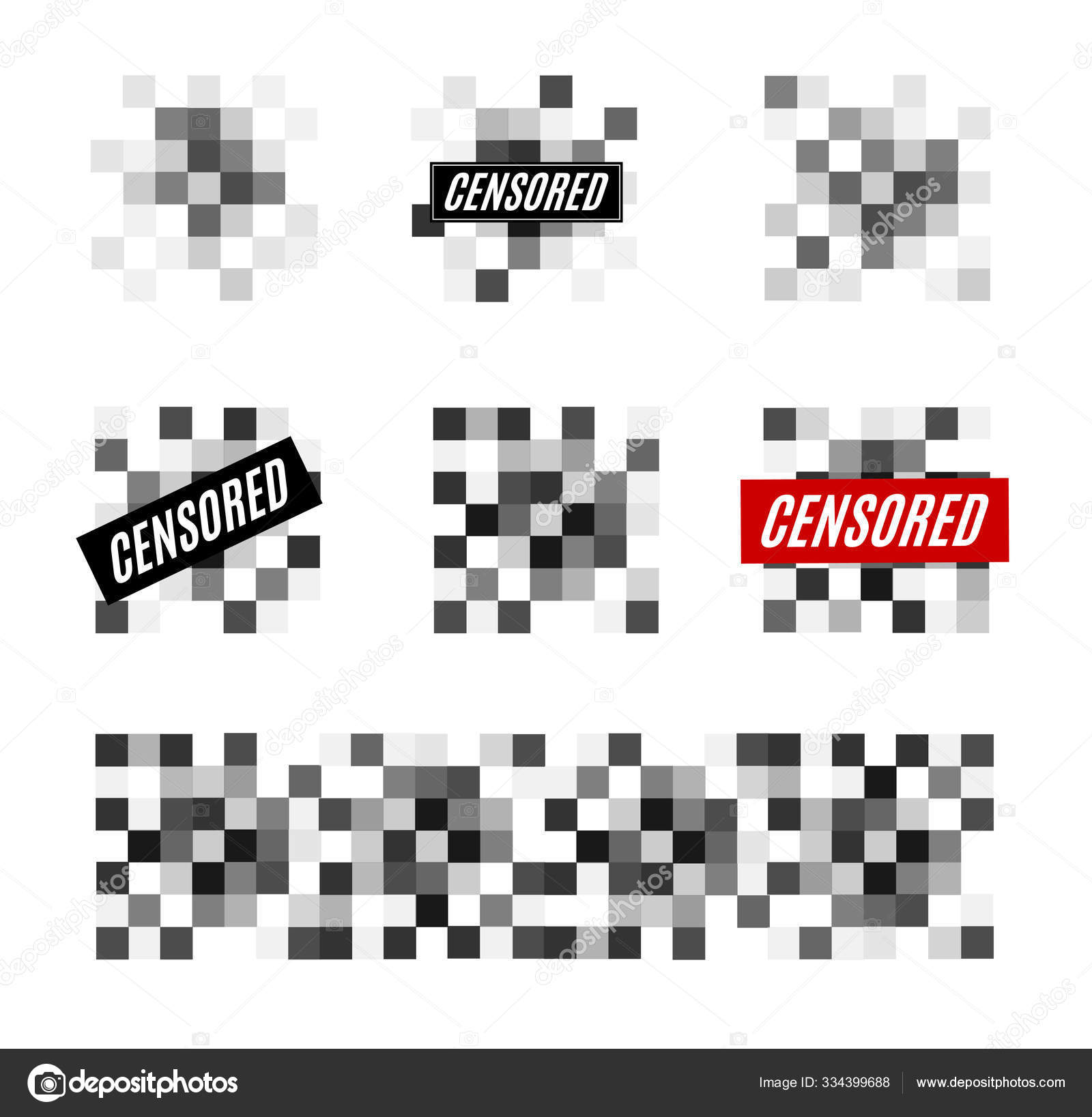 Pixel Censored Sign Different Types Set Vector Vector Image By C Mouse Md Vector Stock