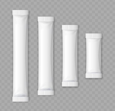 Gerçekçi Detaylı 3d Matte Sachet Çubuğu Seti. Vektör