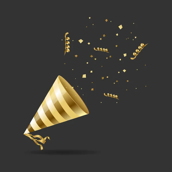 Realistisch Gedetailleerde 3D Gold Hat Party. Vector — Stockvector