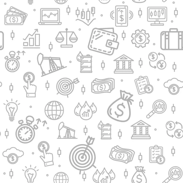 Finance Investment Signs Seamless Pattern Background on a White. Vector — 스톡 벡터