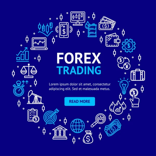 Forex Trading Signs Modelo de Design Rodada Conceito Ícone Linha Fina. Vetor — Vetor de Stock