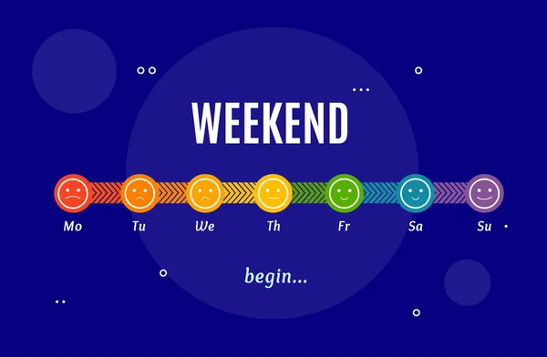 Weekend Horizontal Time Line Layout Concept. Vettore — Vettoriale Stock