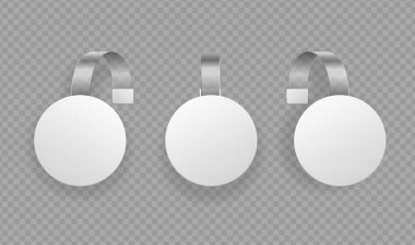 Gerçekçi Detaylı 3d Round Wobbler Tanıtım Noktası Seti. Vektör