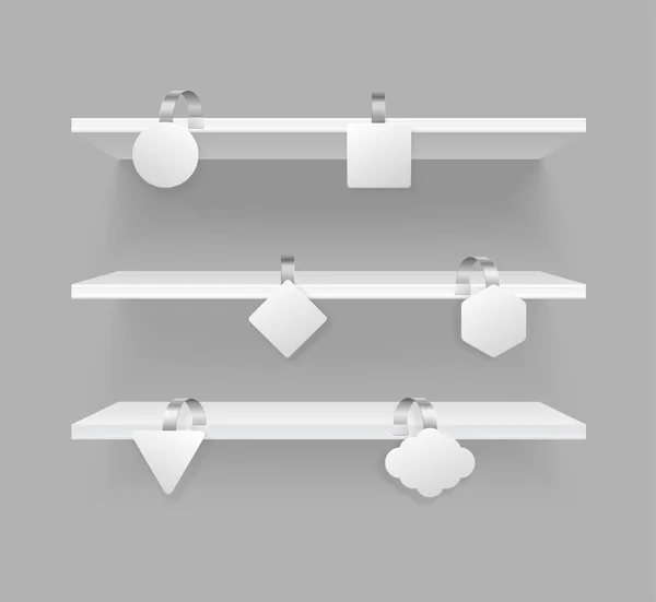 Realistic Detailed 3d Wobbler Promotion Pointing Sale and Shelves Set. Vector — 스톡 벡터