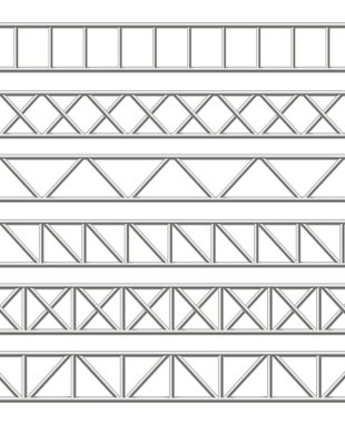 Realistic Detailed 3d Steel Truss Girder Elements Metal Set. Vector