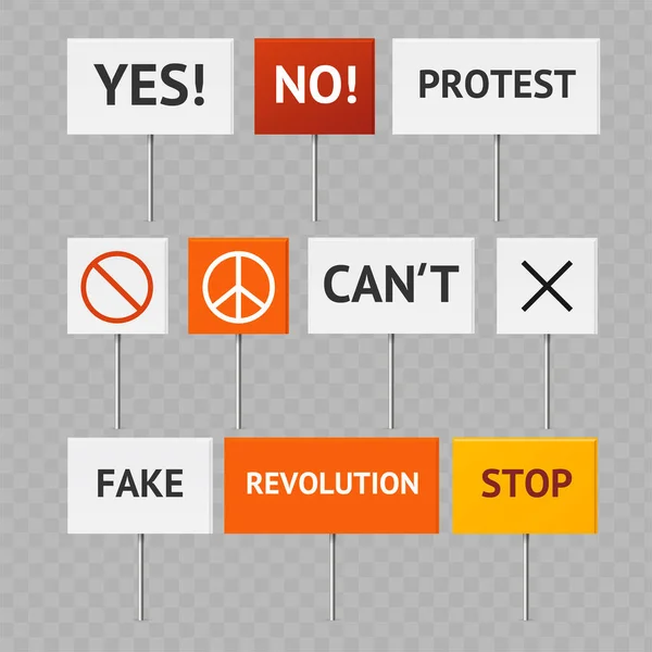 Realistic Detailed 3d Protest Banner Set. Vector — ストックベクタ