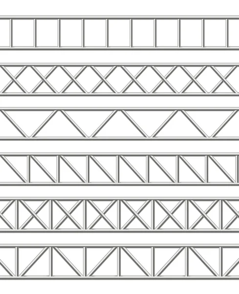 Realistic Detailed 3d Steel Truss Girder Elements Metal Set. Vector — Stock vektor