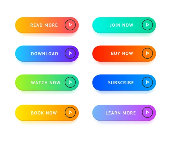 Realistic Detailed 3d Color Button Template Set. Vector — Διανυσματικό Αρχείο