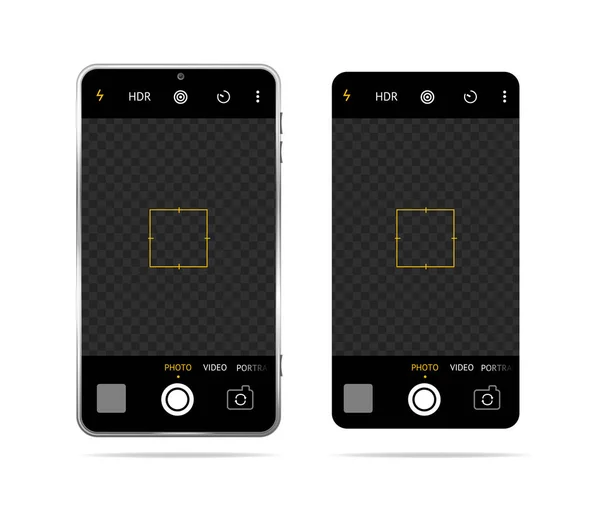 Smartphone 3d dettagliato realistico con applicazione fotocamera. Vettore — Vettoriale Stock