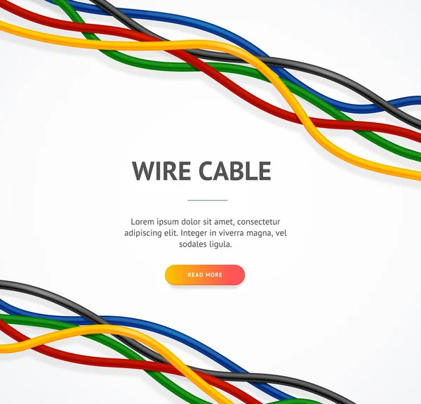 Realistic Detailed 3d Wire Cable Concept Ad Poster Card. Vector — ストックベクタ