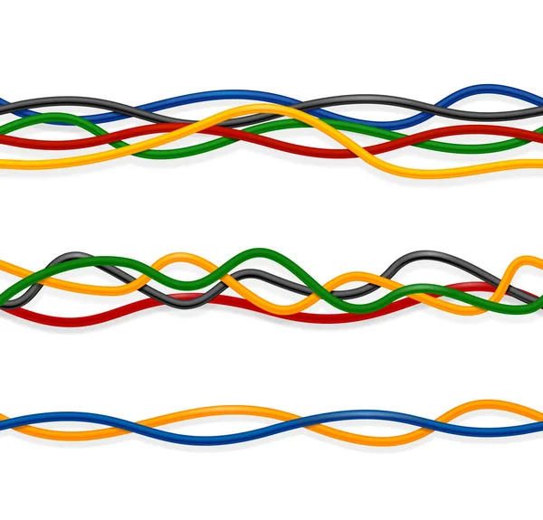 Ensemble de couleur de câble métallique détaillé 3d réaliste. Vecteur — Image vectorielle