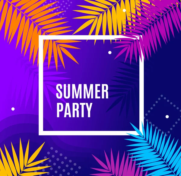 Summer Party Concept Cartão de cartaz de bandeira. Vetor — Vetor de Stock