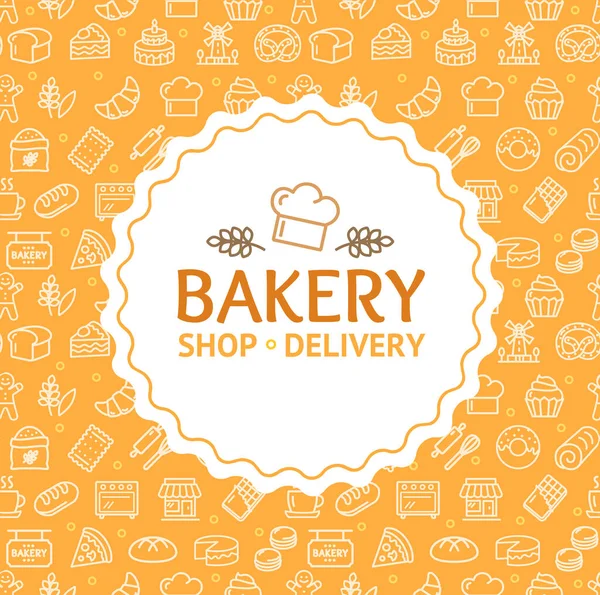 Bakery Signs Round Design Template Thin Line Icon Concept. Vector — Stock Vector
