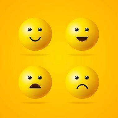 Gerçekçi Detaylı 3d Emoji İşareti Seti. Vektör