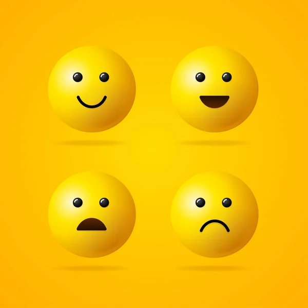 Gerçekçi Detaylı 3d Emoji İşareti Seti. Vektör — Stok Vektör