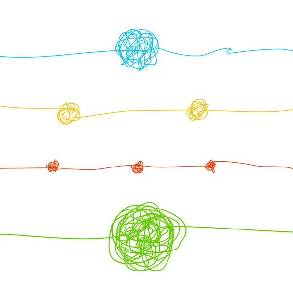 Χρώμα Messy Clew Connected Lines Set. Διάνυσμα — Διανυσματικό Αρχείο