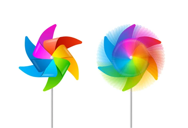 Realista Detallado 3D Color Windmill Set. Vector — Vector de stock